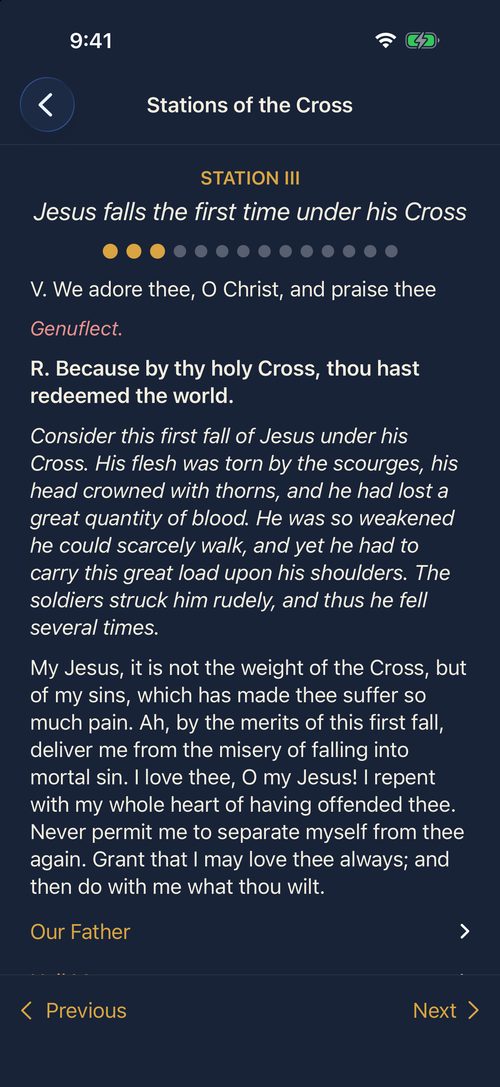 The Stations of the Cross: the third station, with its versicle, meditation and prayer